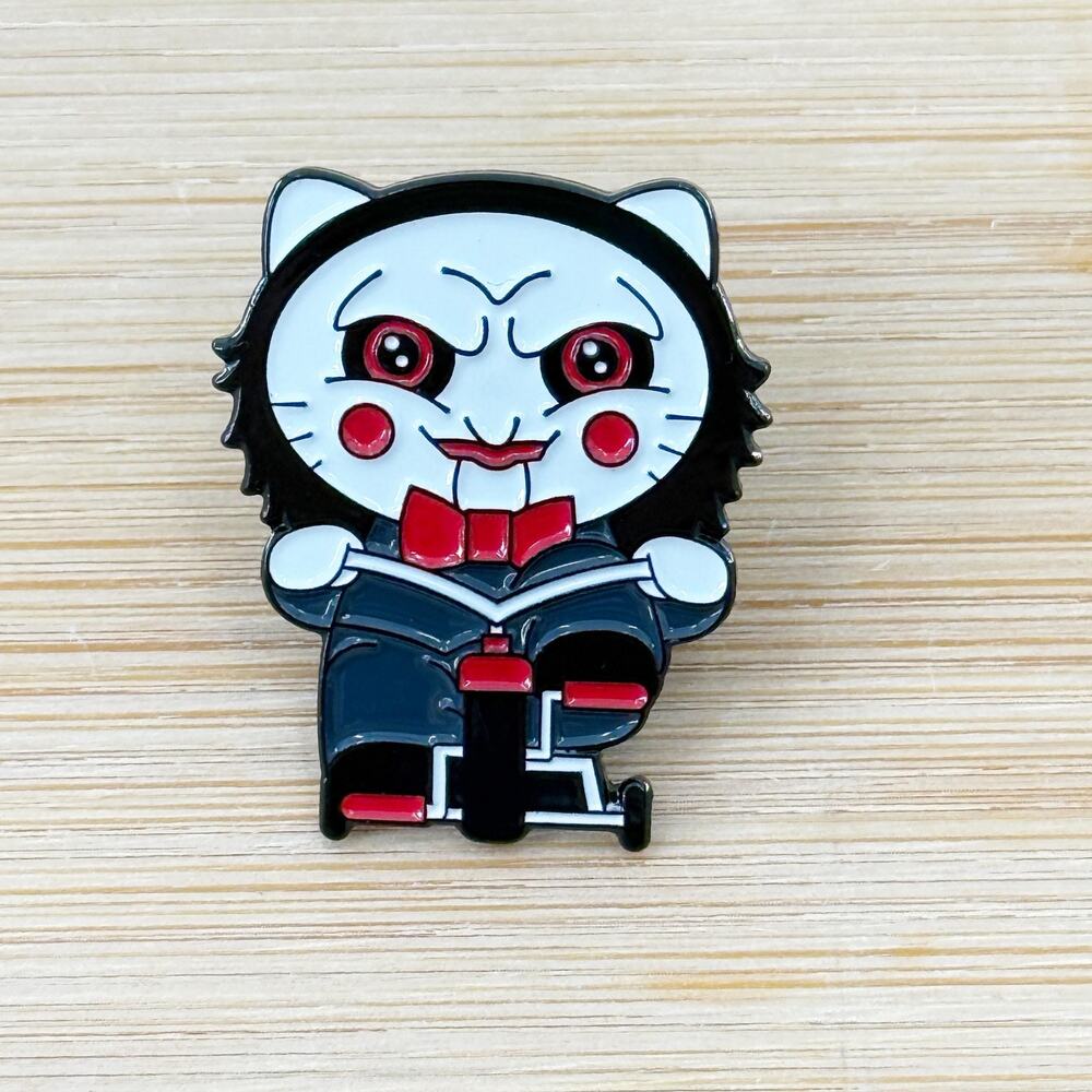 Saw Cat Soft Enamel Pin, Horror Movie Pin, Unique Pin, Nostalgia Collectible Pin